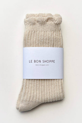 Linen Scallop Socks - (wholesale): Naturel
