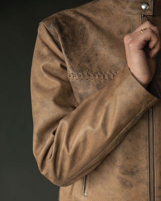 Oval Square Bee Leather Jacket