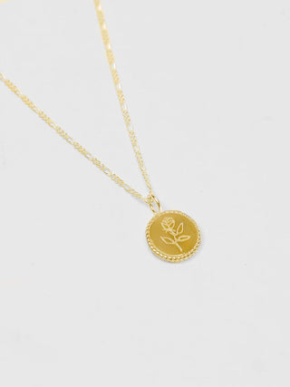 Wolf Circus Mini Rose Coin Charm Necklace in Gold