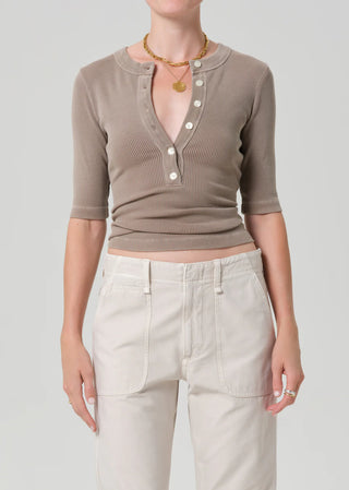 Citizens Of Humanity Nali Short Sleeve Henley - Sandatlas