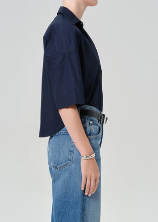 Citizens Of Humanity Frances Cropped Cape Button Up - Navy