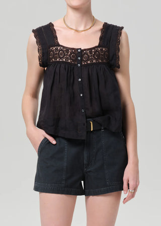 Citizens Of Humanity Mia Embroidered Top - Black