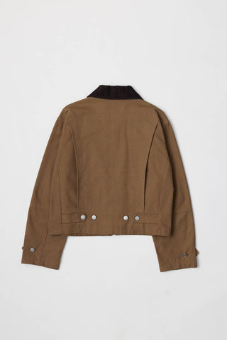 The Wolf Jacket | Women’s Barn Jacket with Corduroy Collar: BROWN / LARGE