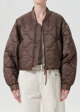 Agolde Shoreditch Ski Club Iona Quilted Jacket in Cocoa
