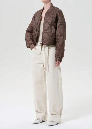 Agolde Shoreditch Ski Club Iona Quilted Jacket in Cocoa