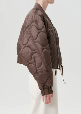 Agolde Shoreditch Ski Club Iona Quilted Jacket in Cocoa