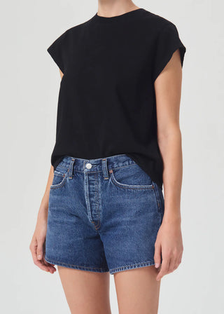 Agolde Bryce Cap Sleeve Tee in Black