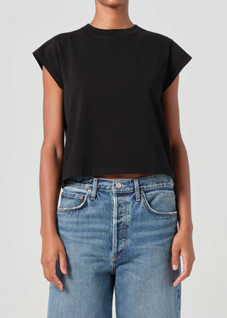 Agolde Bryce Cap Sleeve Tee - Black