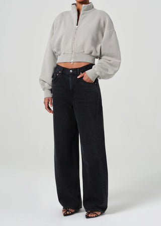 Agolde Asta Zip Sweatshirt in Drab