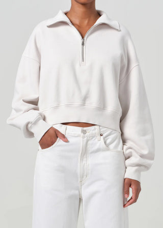 Agolde Bethan Quarter Zip Sweatshirt in Wired