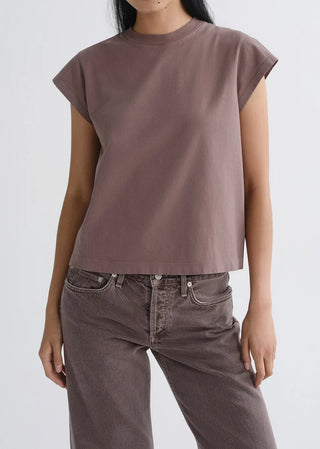 Agolde Bryce Cap Sleeve Tee - Mauvine