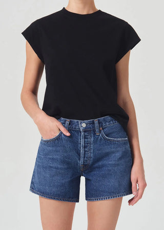 Agolde Bryce Cap Sleeve Tee in Black