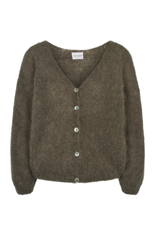 American Dreams Cornelia LS Cardigan in Dark Taupe