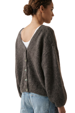 American Dreams Cornelia LS Cardigan in Dark Taupe
