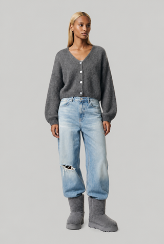 American Dreams Cornelia Cropped Cardigan in Anthracite