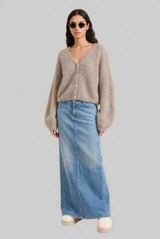 American Dreams Cornelia Cropped Cardigan in Light Taupe