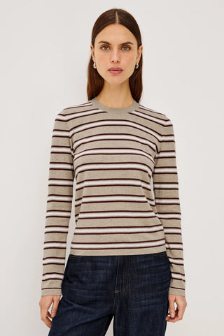 Rails Davie Cotton Cashmere LS Tee in Heather Oat Stripe