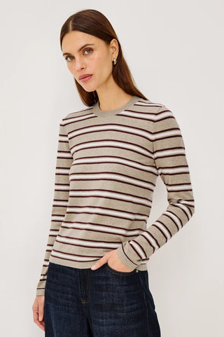 Rails Davie Cotton Cashmere LS Tee in Heather Oat Stripe