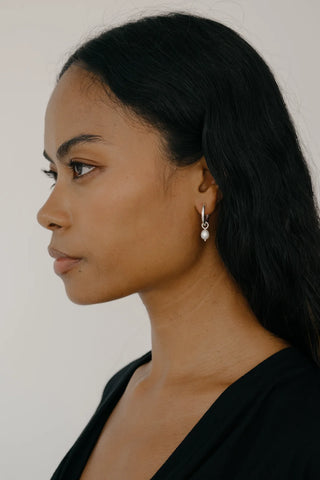 Kara Yoo Uma Hoops + Pearl Drop Charm - Sterling Silver
