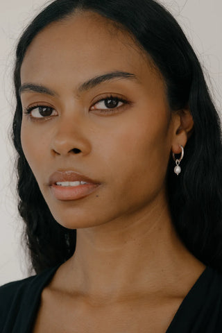 Kara Yoo Uma Hoops + Pearl Drop Charm - Sterling Silver