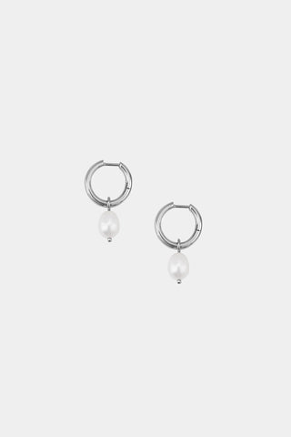 Kara Yoo Uma Hoops + Pearl Drop Charm - Sterling Silver