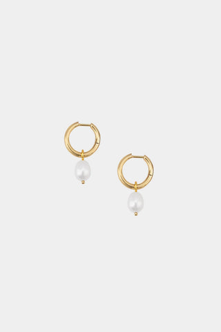 Kara Yoo Uma Hoops + Pearl Drop Charm - Gold Plated Bronze
