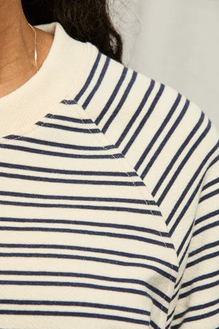 PerfectWhiteTee Effie French Terry Sweatshirt - Navy Stripe