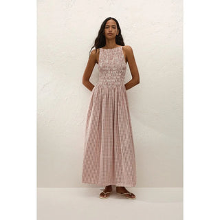 Faithfull Laia Maxi Dress - Paloma Check - Cinnamon White