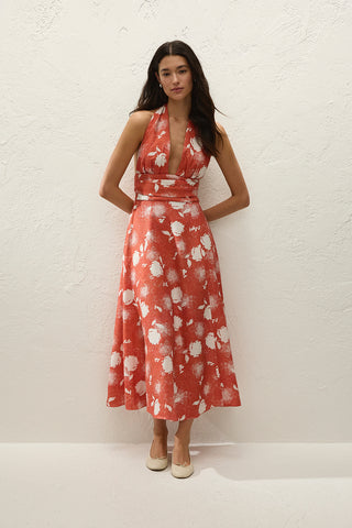Faithfull Bianca Midi Dress - Sunrose Rosso