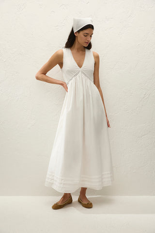 Faithfull Fiora Midi Dress - Fresco Lace White