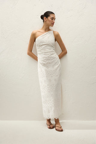 Faithfull Ponte Midi Dress - Bianca Broderie White