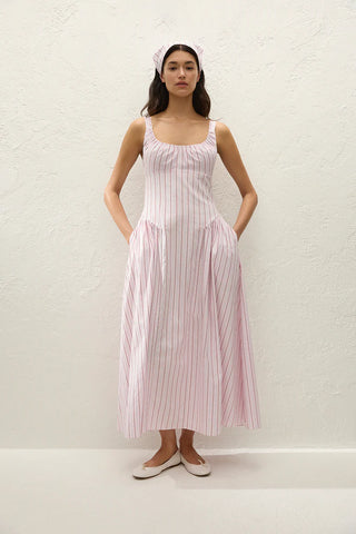 Faithfull Marcella Midi Dress - Fiori Stripe Palazzo