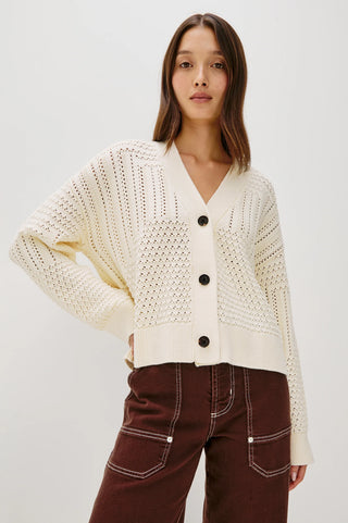 Rails Geneva Cardigan - Ivory Patchwork Pointelle