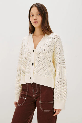 Rails Geneva Cardigan - Ivory Patchwork Pointelle