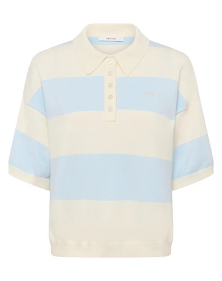 Gestuz Maia SS Polo Pullover - Blue Finch Striped