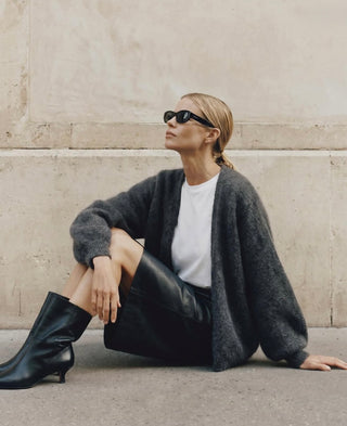 American Dreams Lee Short Cardigan in Graphite