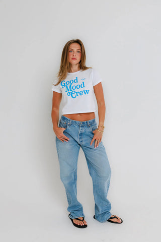Sunny Somewhere Good Mood Crew Tiny Tee - White