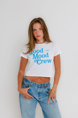 Sunny Somewhere Good Mood Crew Tiny Tee - White