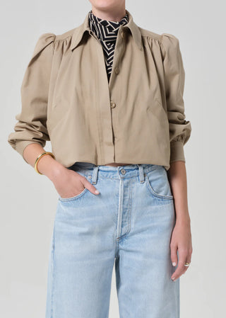 Citizens Of Humanity Everly Shirred Crop Jacket - Catalina
