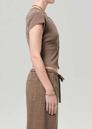 Citizens Of Humanity Tabi Short Sleeve Cardigan - Cocoa