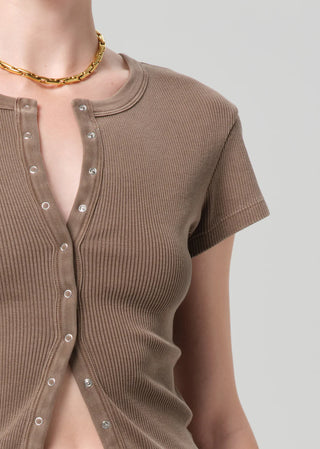 Citizens Of Humanity Tabi Short Sleeve Cardigan - Cocoa