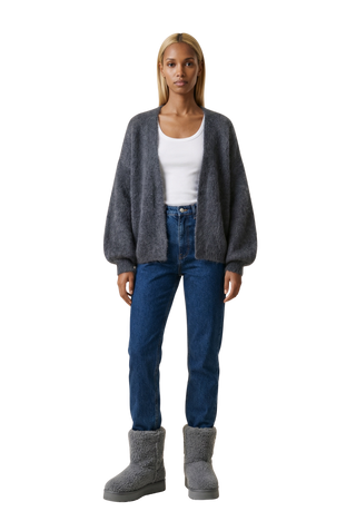 American Dreams Lee Short Cardigan in Graphite