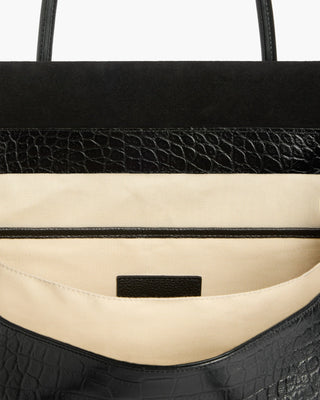 Flattered Lydia Tote Bag in Black Croco