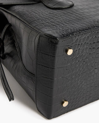 Flattered Lydia Tote Bag in Black Croco