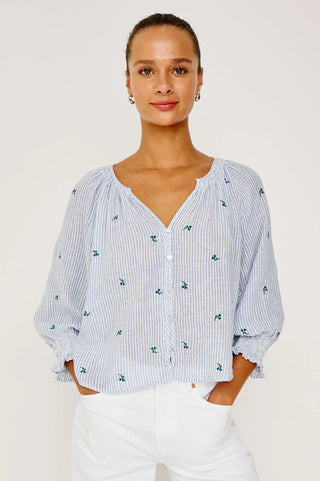 Rails Mariah Top - Blue Bell Embroidered Stripe