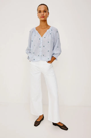 Rails Mariah Top - Blue Bell Embroidered Stripe