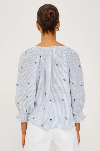 Rails Mariah Top - Blue Bell Embroidered Stripe