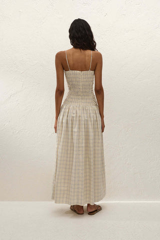 Faithfull Mira Maxi Dress - Flor Check - Antique White