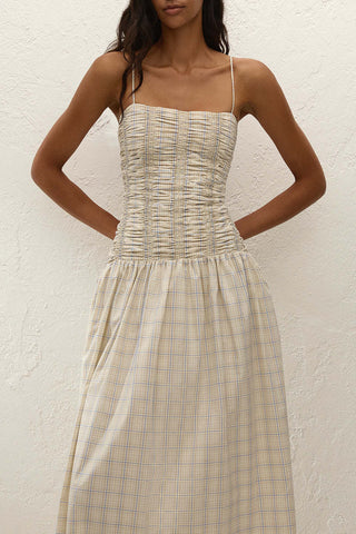 Faithfull Mira Maxi Dress - Flor Check - Antique White