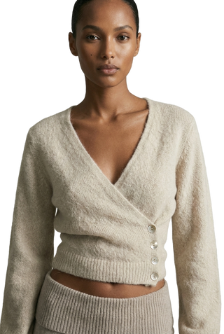 American Dreams Mariya Wrap Cardigan in Beige